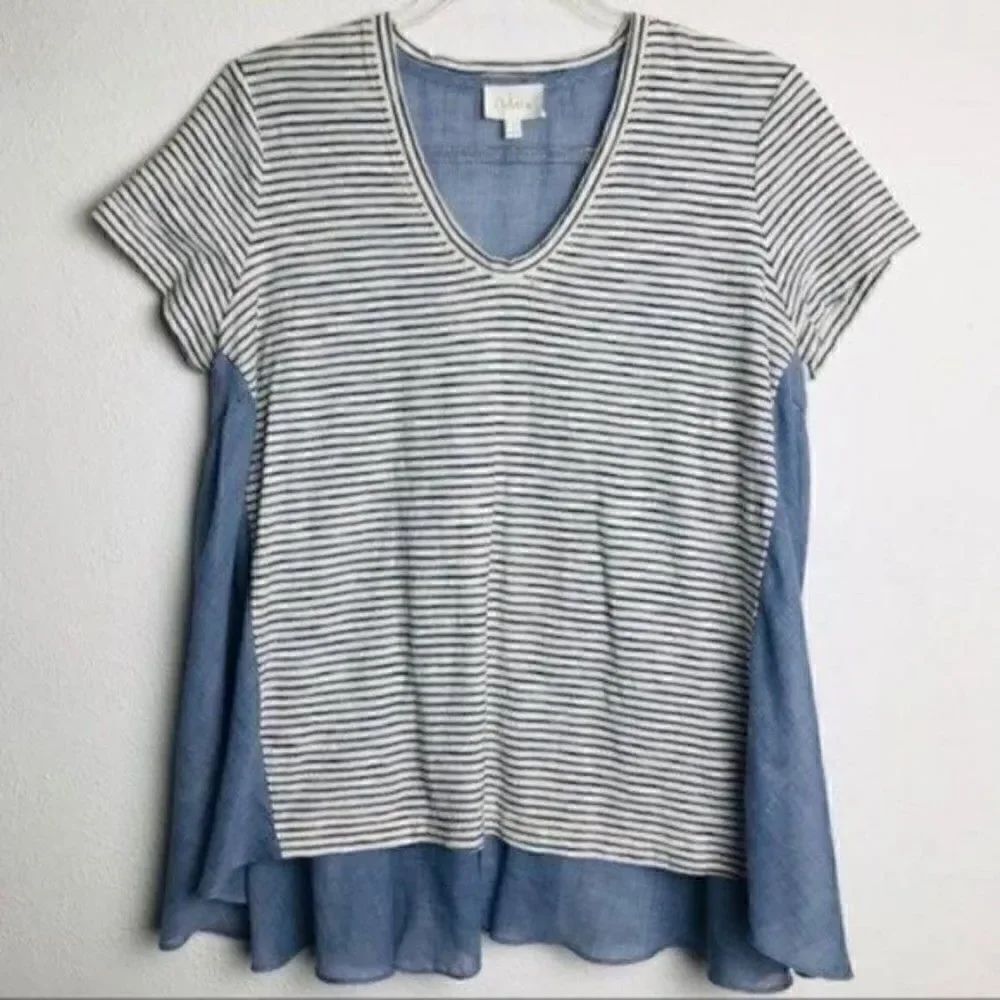 Delete Jespra Chambray top Small High low tee shirt small BoxA